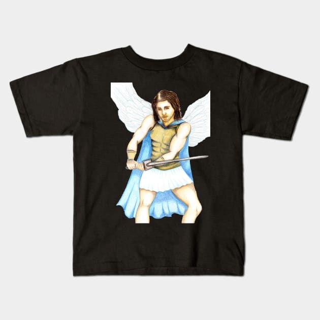 Archangel Michael the Protector- Light Blue Kids T-Shirt by EarthSoul